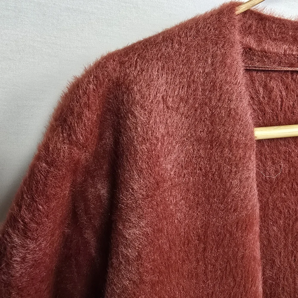 NWT MAX STUDIO LONDON Long Sleeve Open Teddy Soft Cardigan Patch Pockets Size L